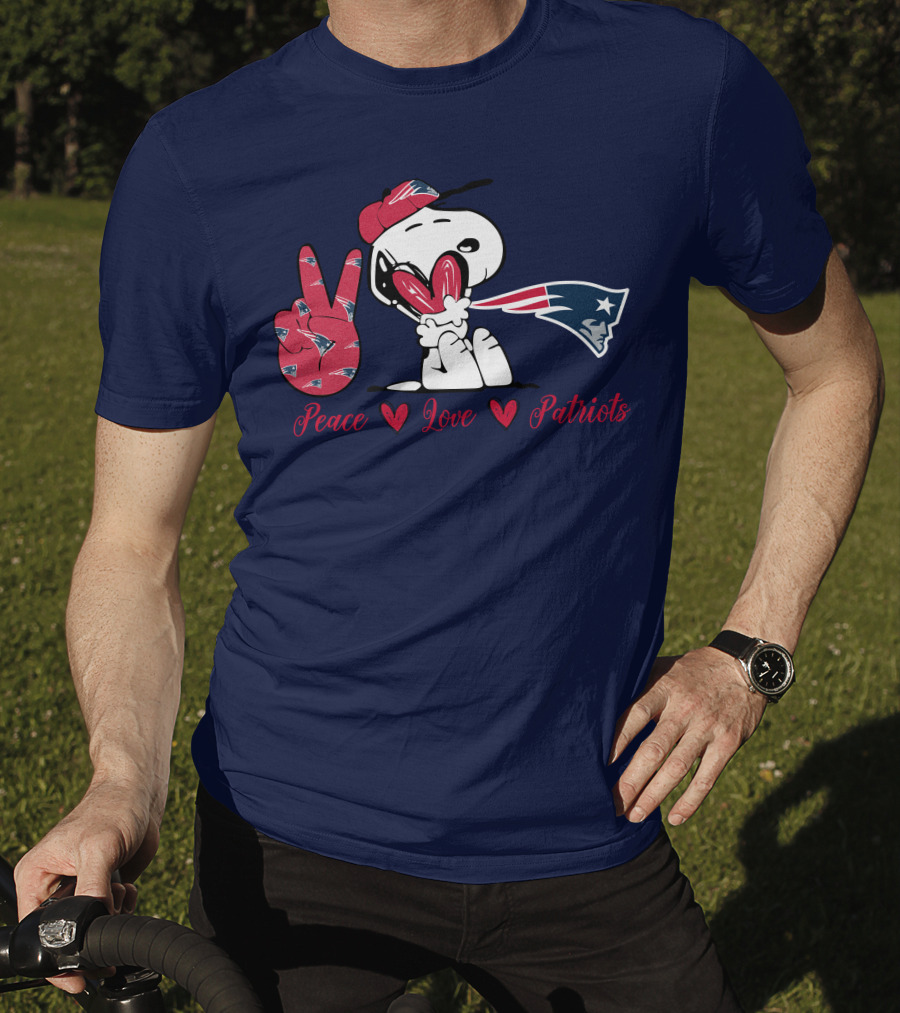 Peace Love Patriots Snoopy New England T-Shirt