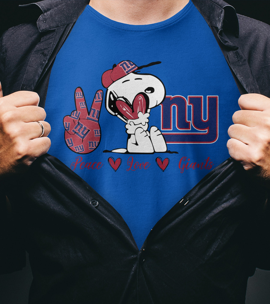 Peace Love New York Giants Snoopy Ny T-Shirt