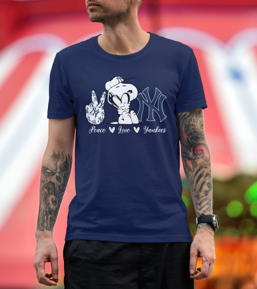 Peace Love Yankees Snoopy Ny Yankees T-Shirt