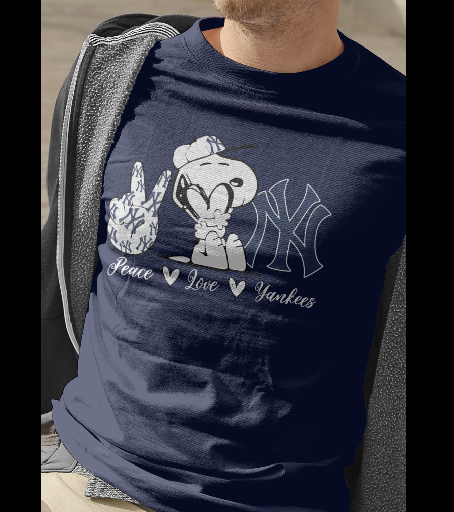Peace Love Yankees Snoopy Ny Yankees T-Shirt
