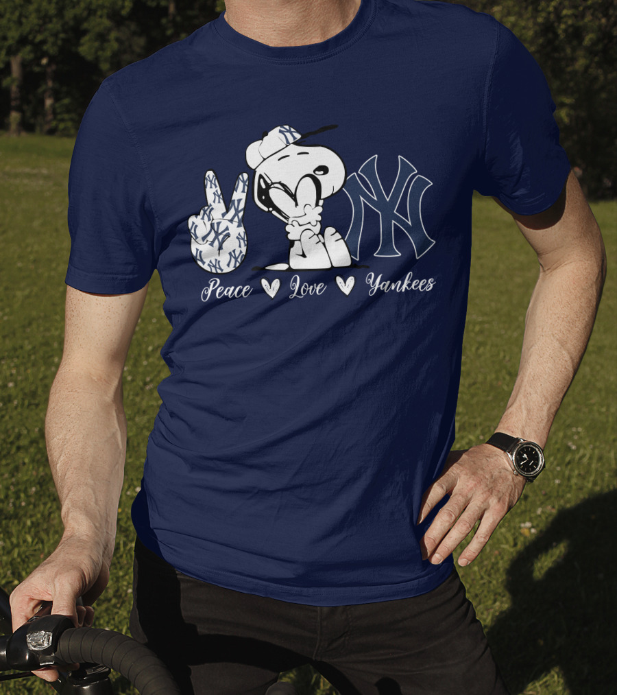 Peace Love Yankees Snoopy Ny Yankees T-Shirt