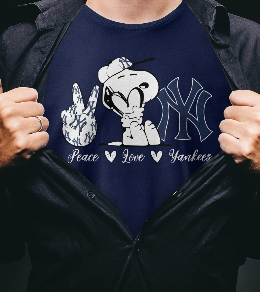 Peace Love Yankees Snoopy Ny Yankees T-Shirt