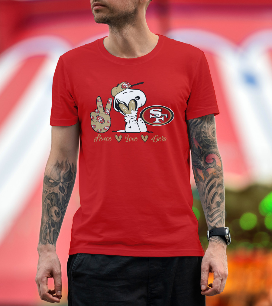 Snoopy Peace Love 49ers Sf T-Shirt