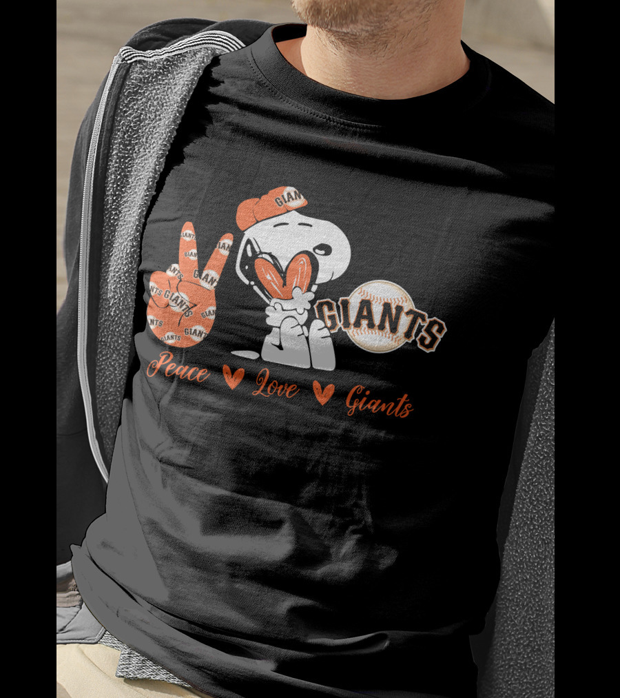Peace Love Giants Snoopy Baseball Theme T-Shirt