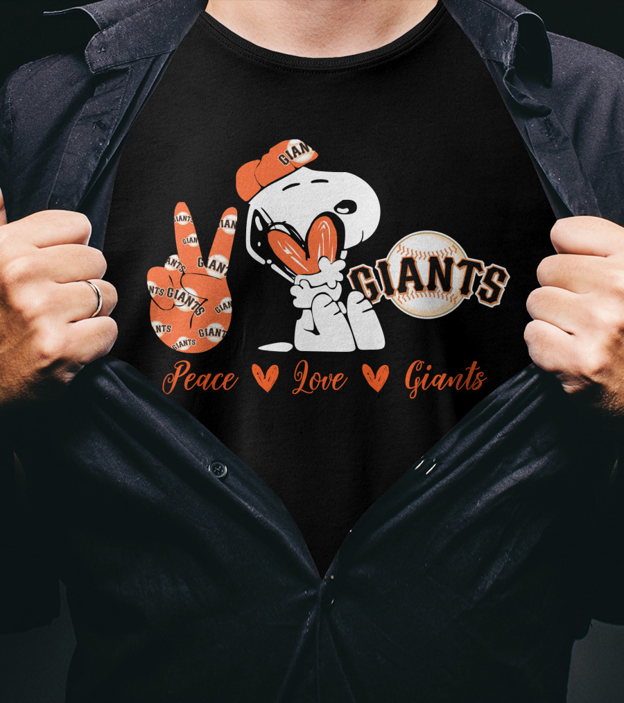 Peace Love Giants Snoopy Baseball Theme T-Shirt