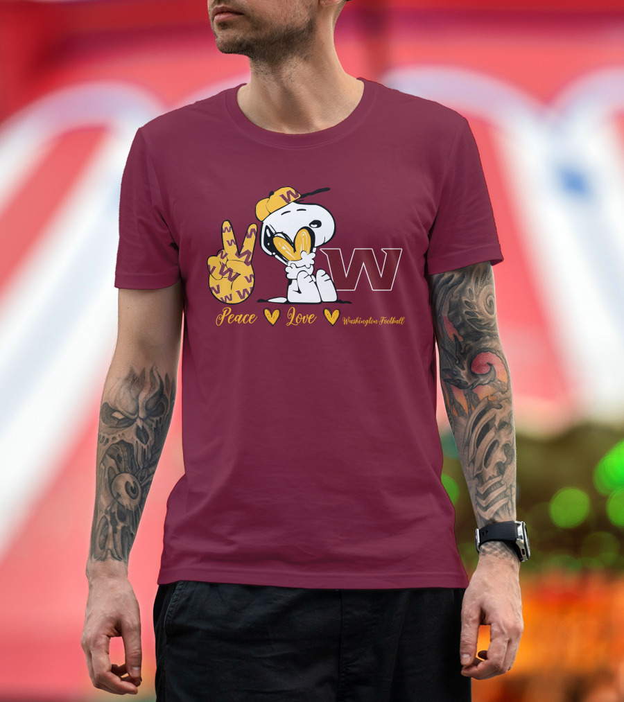 Peace Love Washington Football Snoopy W T-Shirt