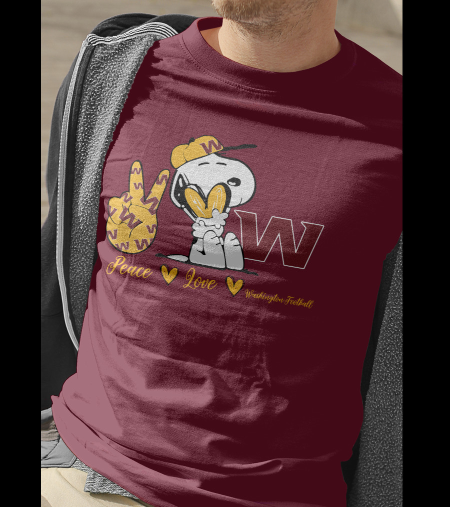 Peace Love Washington Football Snoopy W T-Shirt