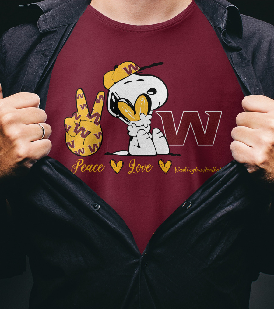 Peace Love Washington Football Snoopy W T-Shirt
