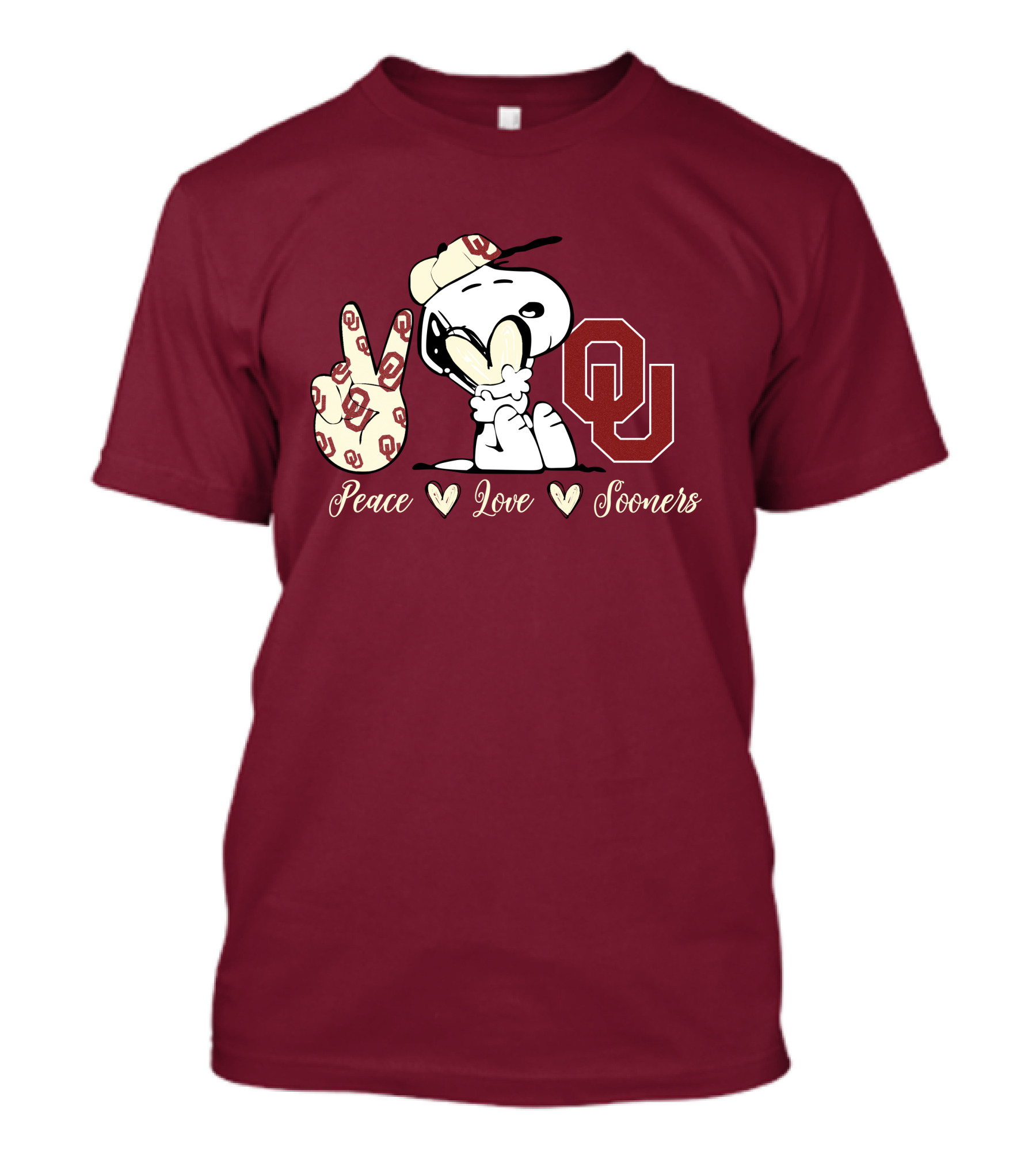 Peace Love Oklahoma Sooners Snoopy Ou T-Shirt