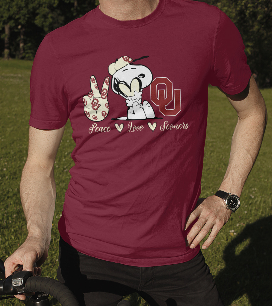 Peace Love Oklahoma Sooners Snoopy Ou T-Shirt