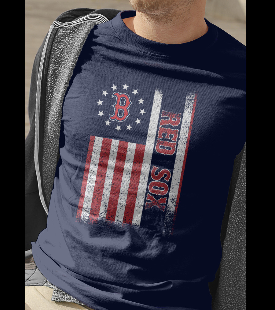 Boston Red Sox American Flag Stars And Stripes T-Shirt