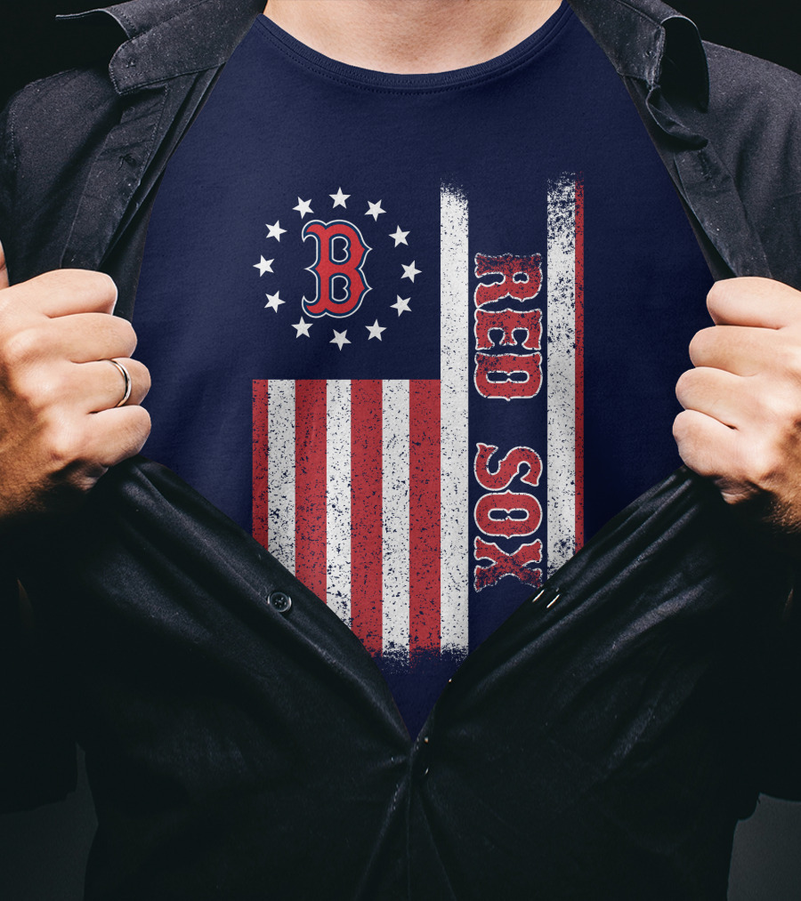 Boston Red Sox American Flag Stars And Stripes T-Shirt