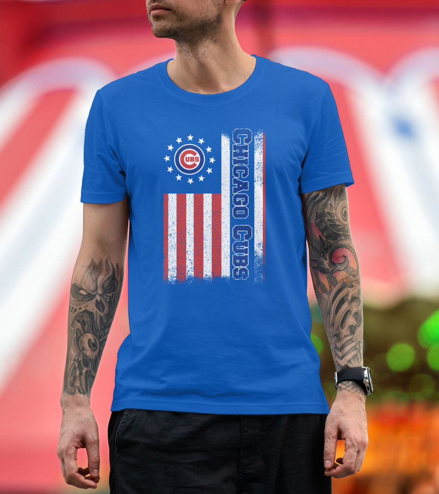 Chicago Cubs Stars Stripes American Flag T-Shirt