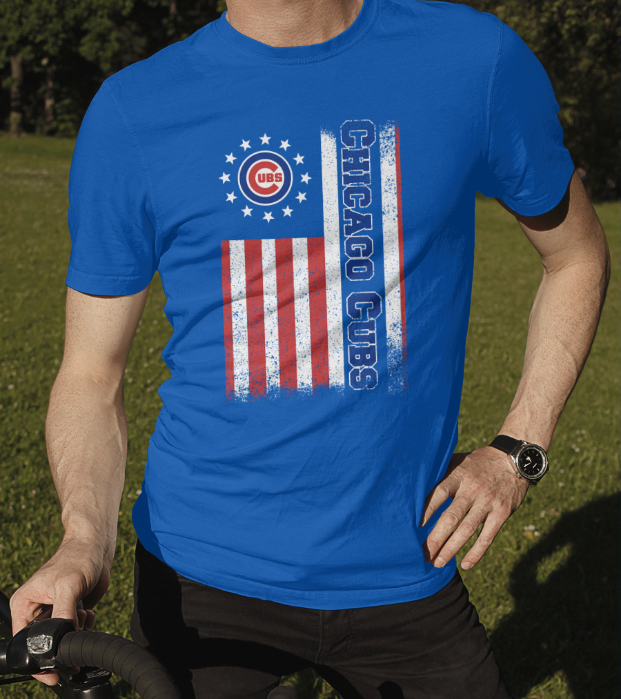 Chicago Cubs Stars Stripes American Flag T-Shirt