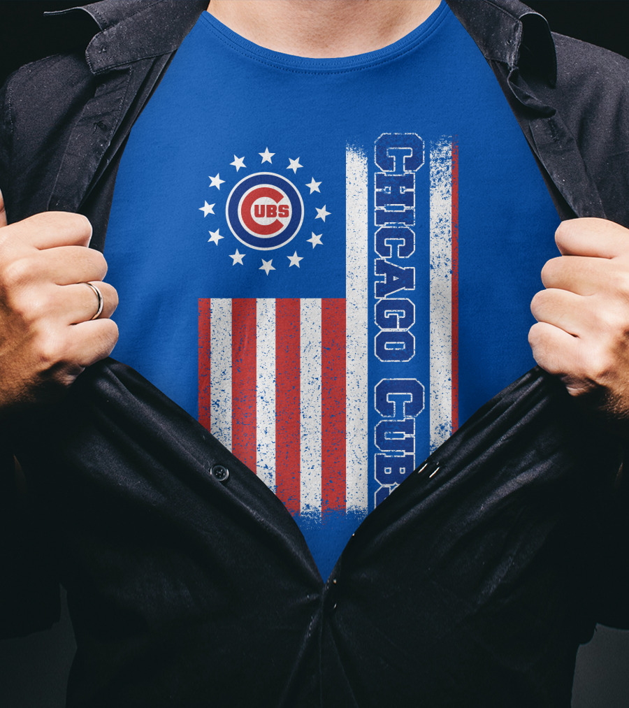 Chicago Cubs Stars Stripes American Flag T-Shirt