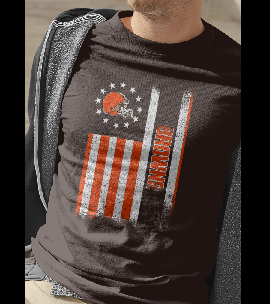 Cleveland Browns Flag Stars And Stripes Helmet Browns T-Shirt