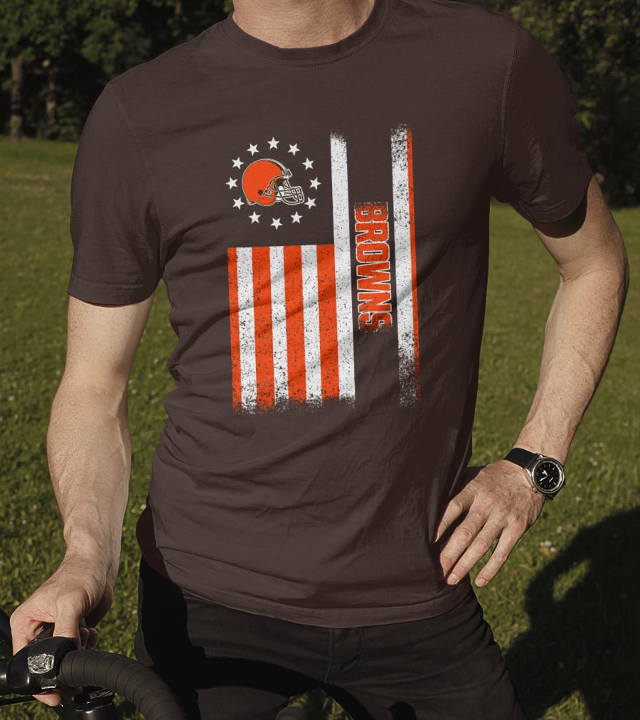 Cleveland Browns Flag Stars And Stripes Helmet Browns T-Shirt