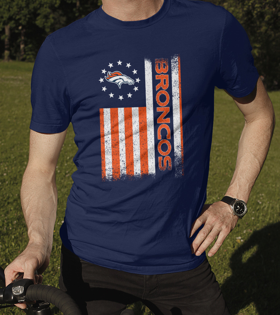 Denver Broncos Stars Stripes American Flag T-Shirt
