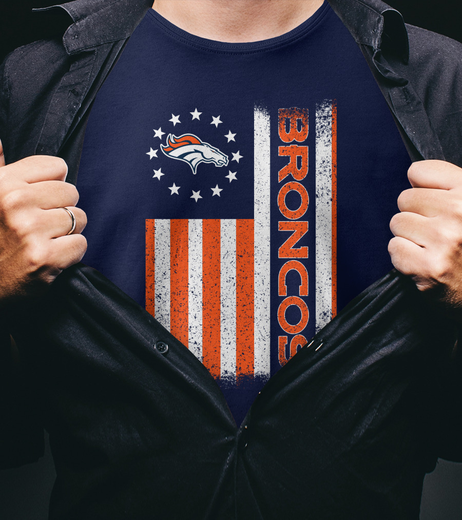 Denver Broncos Stars Stripes American Flag T-Shirt
