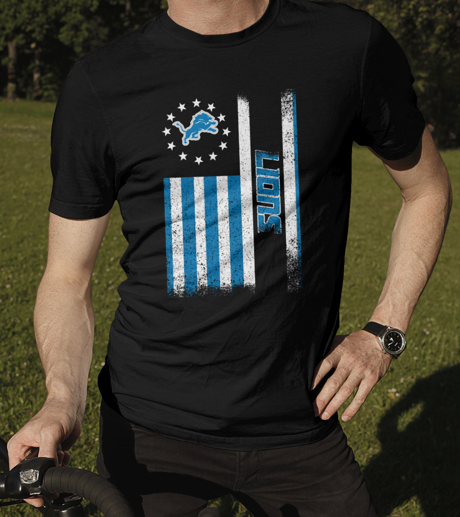 Detroit Lions American Flag Stars And Stripes T-Shirt