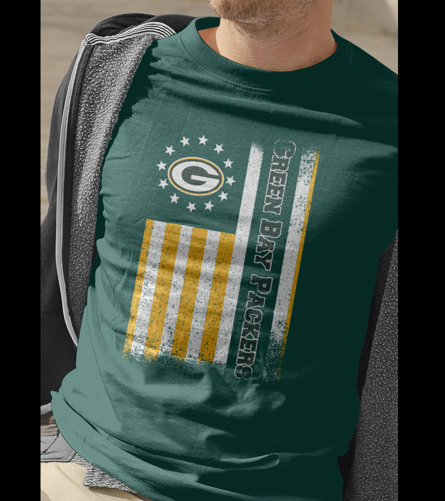Green Bay Packers American Flag Stars Stripes T-Shirt
