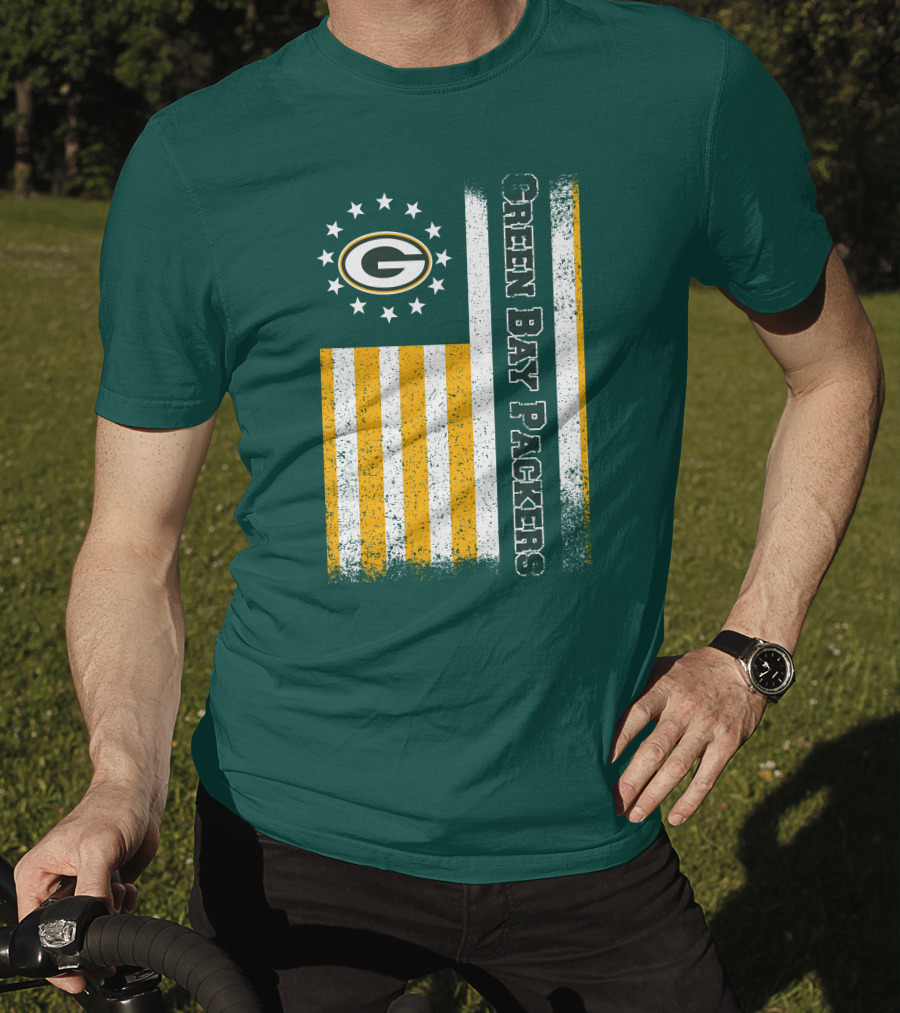 Green Bay Packers American Flag Stars Stripes T-Shirt