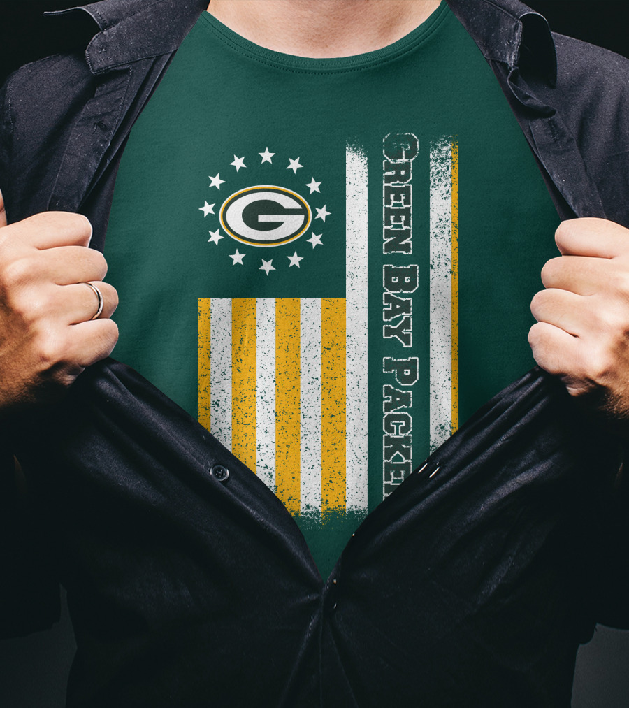 Green Bay Packers American Flag Stars Stripes T-Shirt