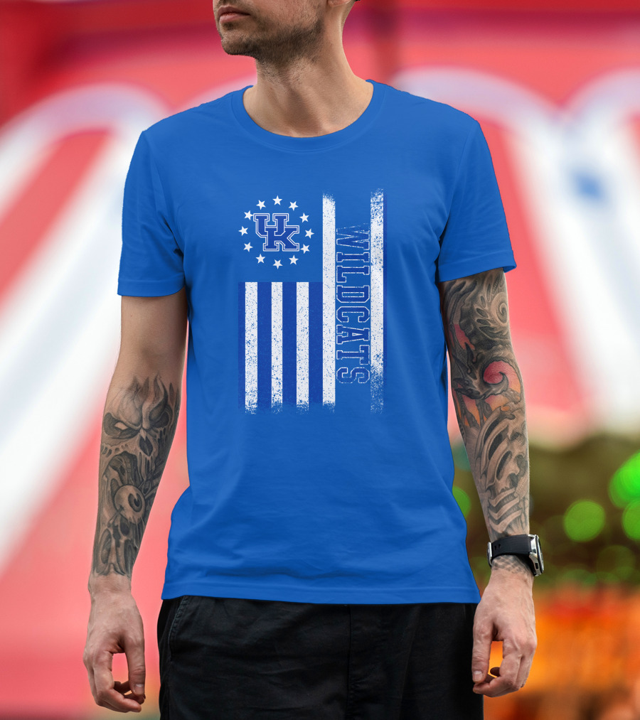 Kentucky Wildcats American Flag Uk Logo Wildcat Pride T-Shirt