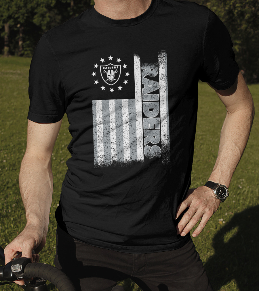 Las Vegas Raiders American Flag Stars And Stripes Logo Edition T-Shirt
