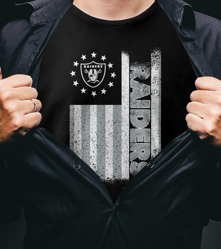 Las Vegas Raiders American Flag Stars And Stripes Logo Edition T-Shirt