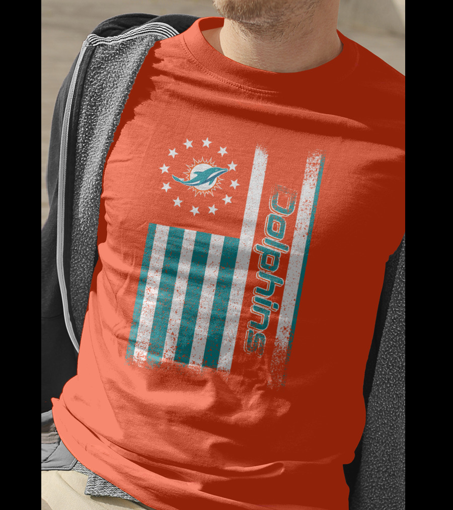 Miami Dolphins American Flag Dolphins Logo Stars T-Shirt