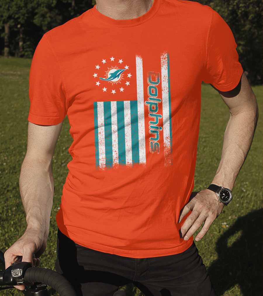 Miami Dolphins American Flag Dolphins Logo Stars T-Shirt