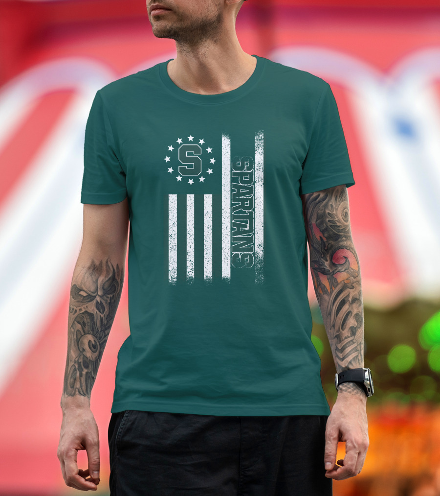 Michigan State Spartans S Logo Flag T-Shirt