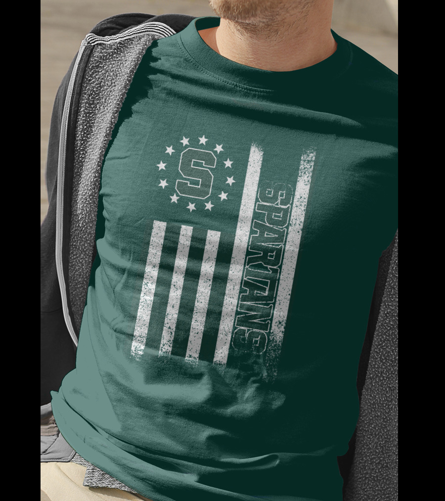 Michigan State Spartans S Logo Flag T-Shirt
