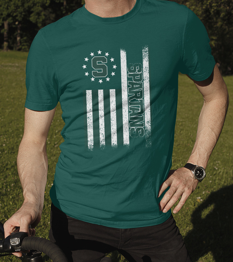Michigan State Spartans S Logo Flag T-Shirt