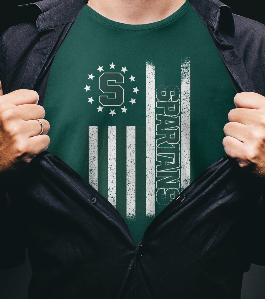 Michigan State Spartans S Logo Flag T-Shirt