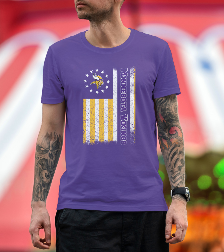 Minnesota Vikings American Flag Stars And Stripes T-Shirt
