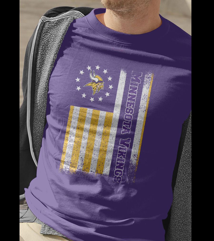 Minnesota Vikings American Flag Stars And Stripes T-Shirt