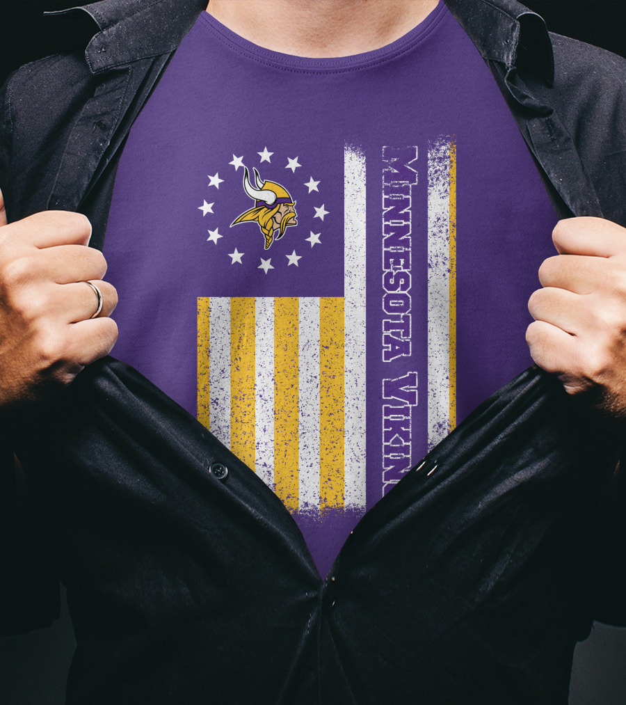 Minnesota Vikings American Flag Stars And Stripes T-Shirt