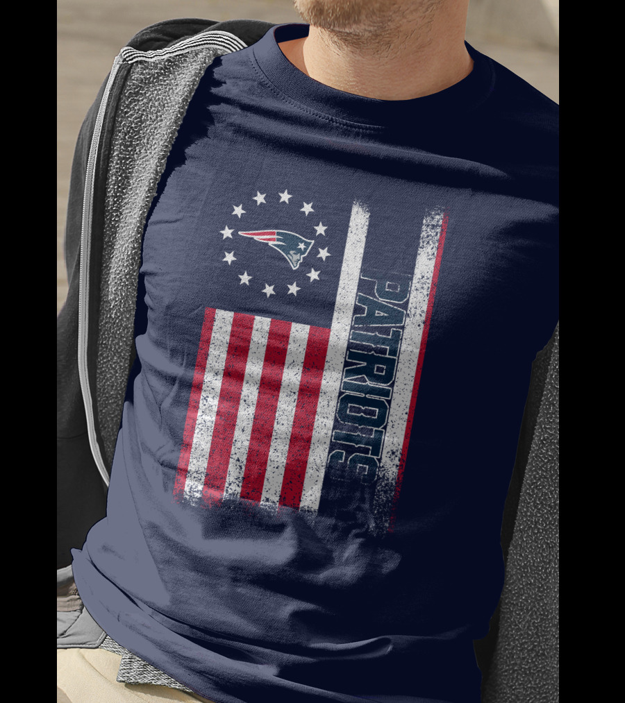 New England Patriots American Flag Patriots Logo Stars And Stripes T-Shirt