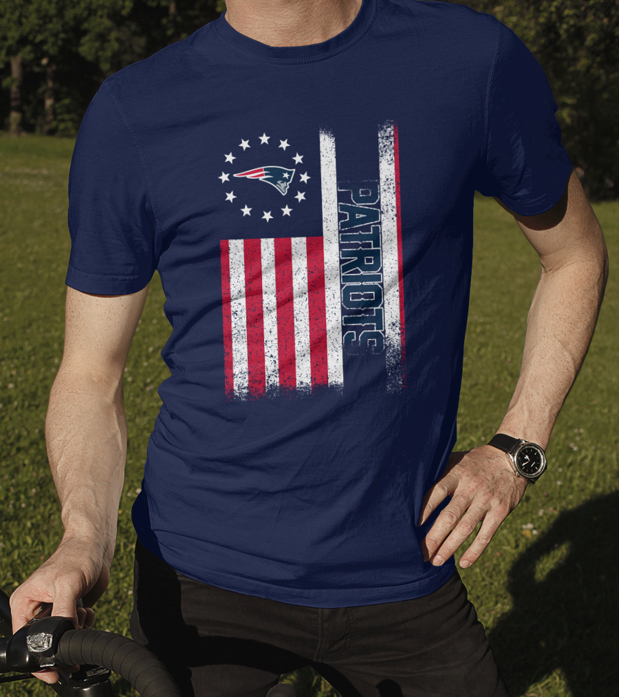 New England Patriots American Flag Patriots Logo Stars And Stripes T-Shirt