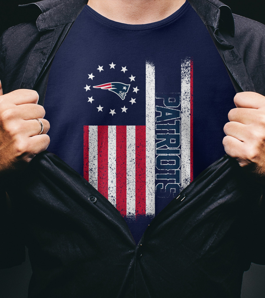 New England Patriots American Flag Patriots Logo Stars And Stripes T-Shirt