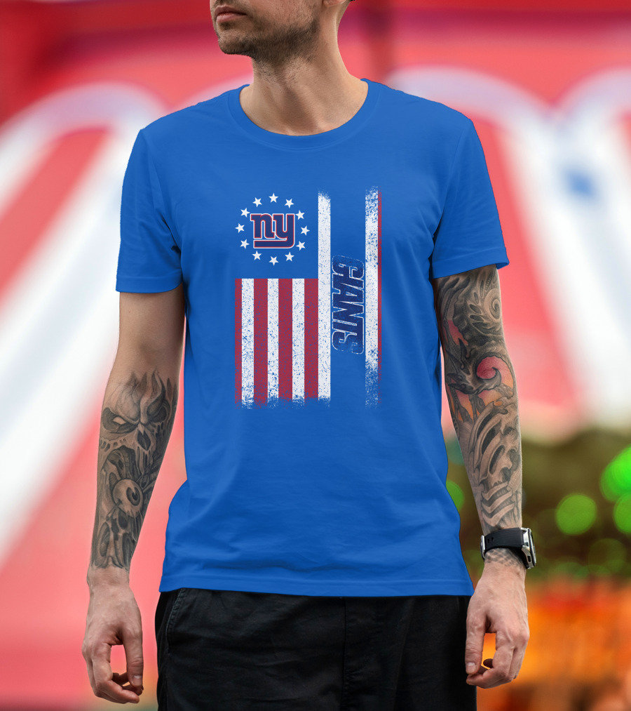 New York Giants Stars And Stripes American Flag T-Shirt
