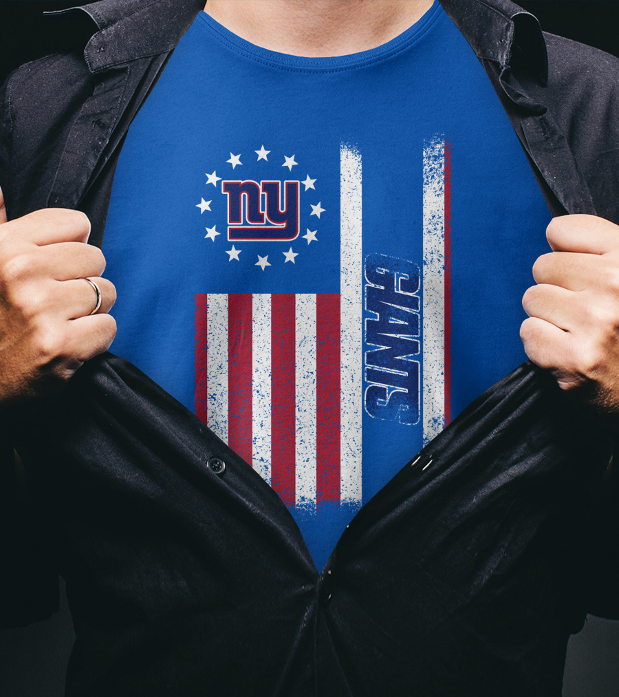 New York Giants Stars And Stripes American Flag T-Shirt