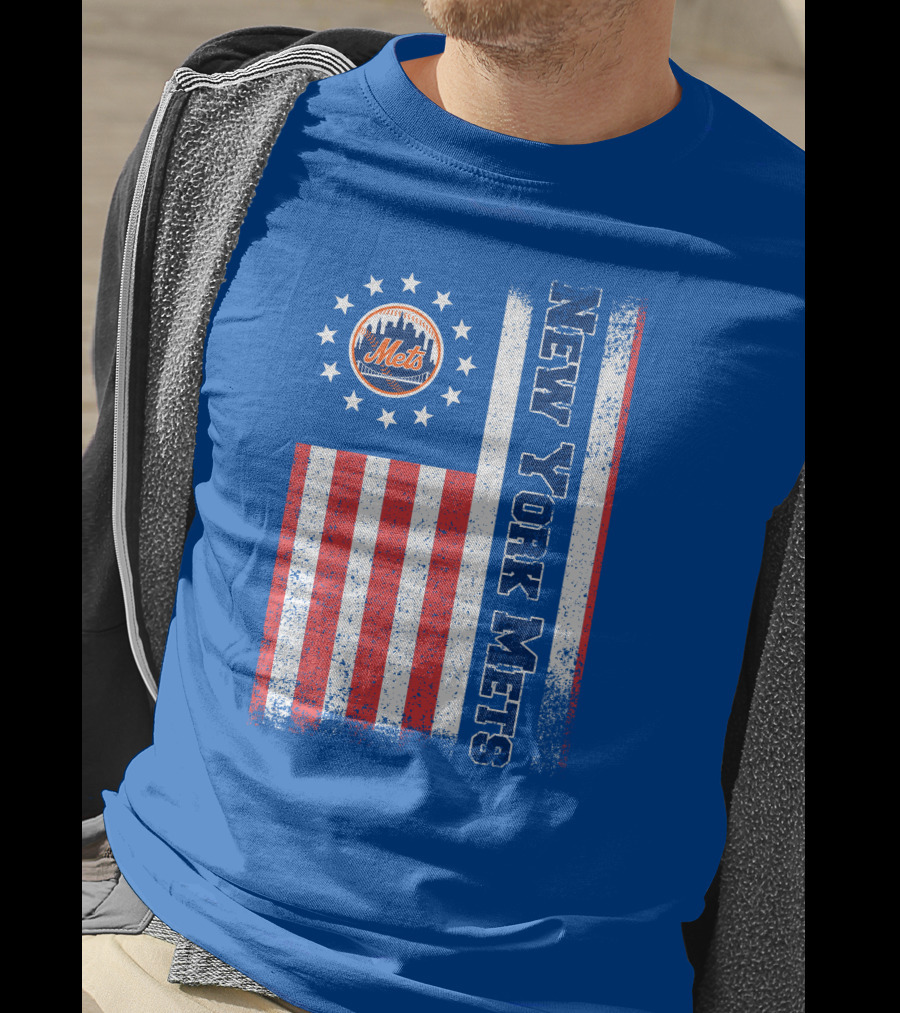 New York Mets American Flag Stars Stripes T-Shirt
