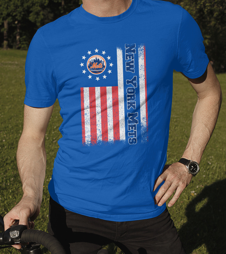 New York Mets American Flag Stars Stripes T-Shirt