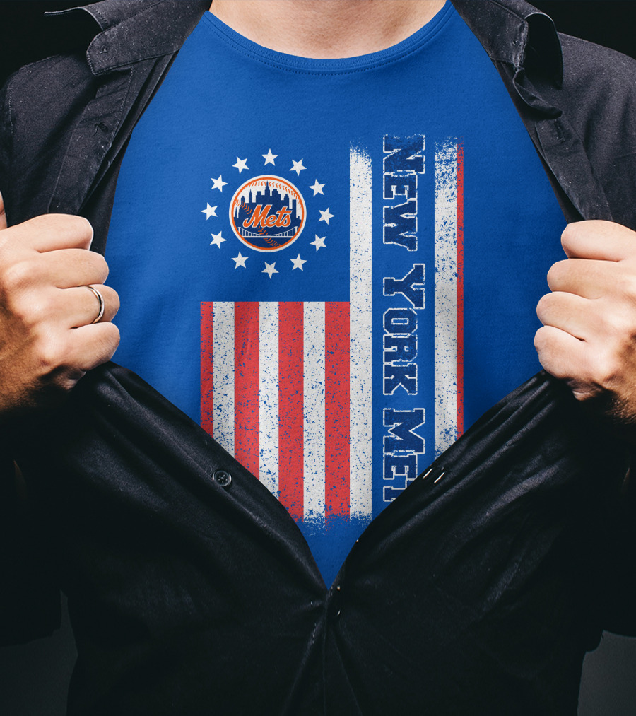 New York Mets American Flag Stars Stripes T-Shirt