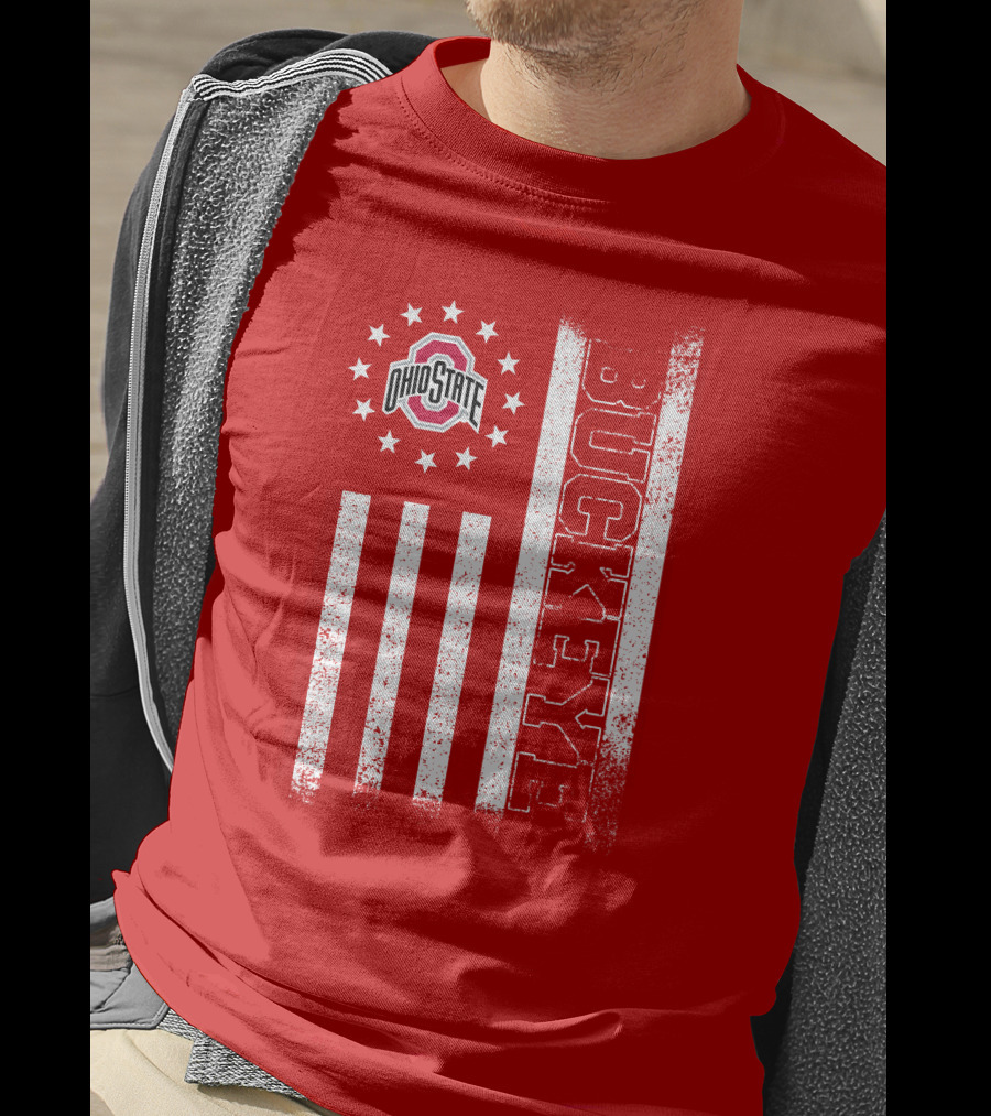 Ohio State Buckeye Stars And Stripes American Flag T-Shirt