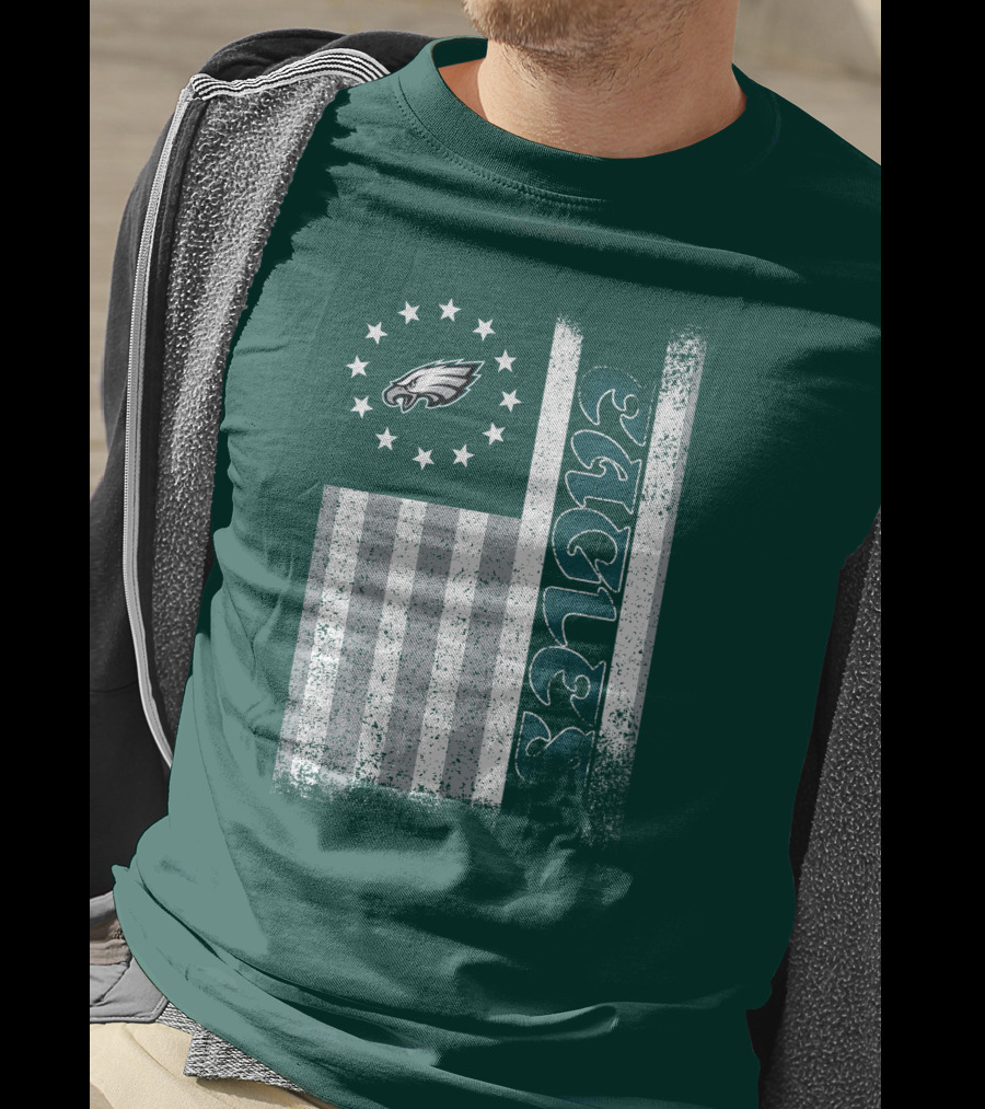 Philadelphia Eagles Stars And Stripes American Flag T-Shirt