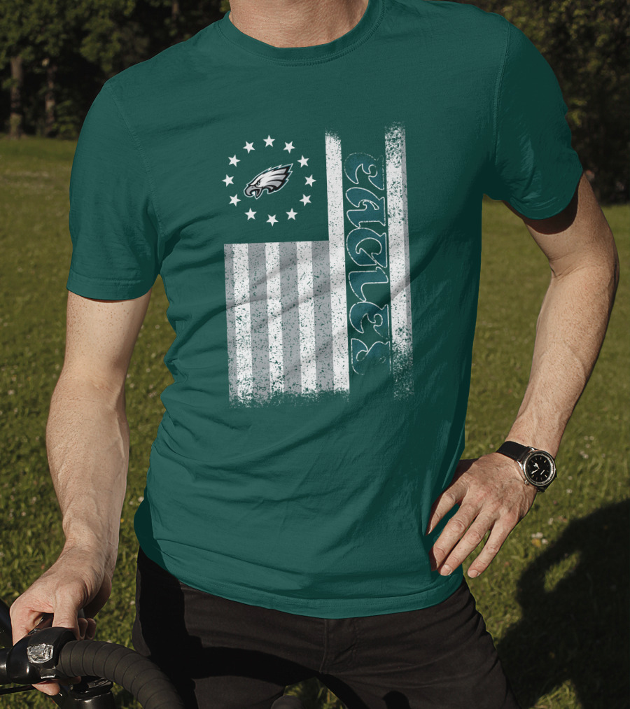 Philadelphia Eagles Stars And Stripes American Flag T-Shirt